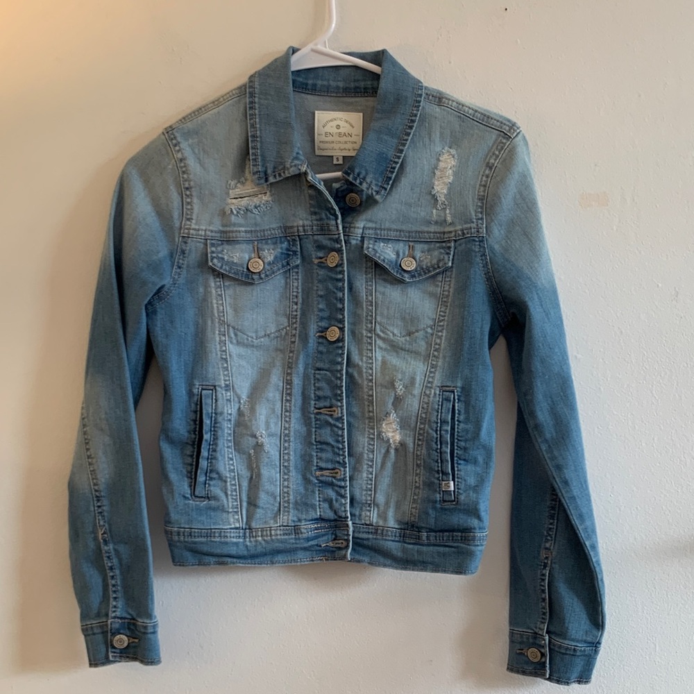 Denim Blue Distressed Jean Jacket - Preloved